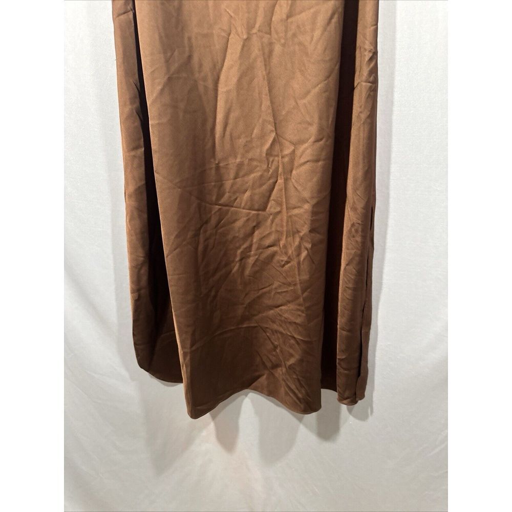 NWT $199 All Saints‎ [ 10 US ] Hadley Cowl Neck Midi Slip Dress Warm Brown - Picture 16 of 16